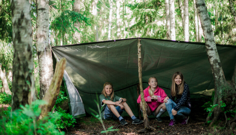 Man kan enkelt lage en gapahuk selv, ved å bruke tau, presenning og trærne i skogen.