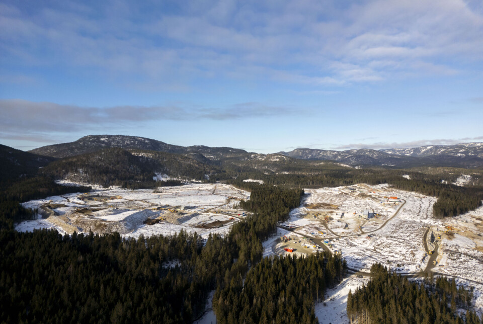 Bildet viser Googles nye datasenter som bygges på Gromstul utenfor Skien i Telemark. Senteret for lagring av data skal stå klart i 2026. Bildet viser Googles nye datasenter som bygges på Gromstul utenfor Skien i Telemark. Senteret for lagring av data skal stå klart i 2026.