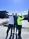Klare for tur: Kristoffer, bestefar Nils Einar og Jonathan Fure Mikalsen.